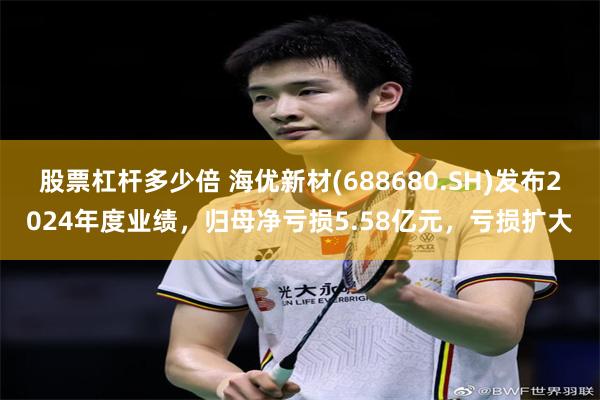 股票杠杆多少倍 海优新材(688680.SH)发布2024年度业绩，归母净亏损5.58亿元，亏损扩大