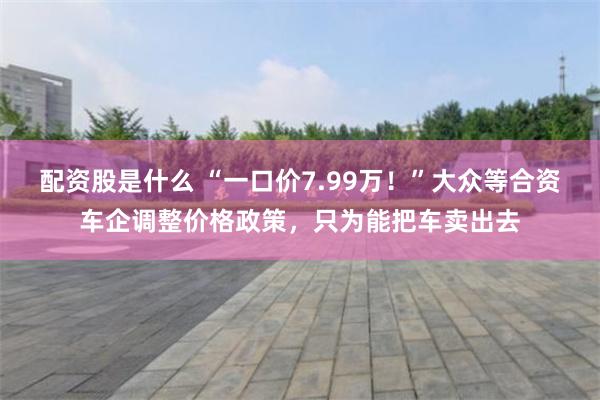配资股是什么 “一口价7.99万！”大众等合资车企调整价格政策，只为能把车卖出去