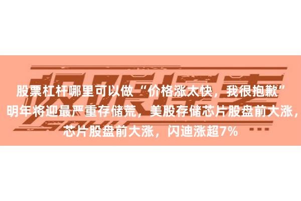 股票杠杆哪里可以做 “价格涨太快，我很抱歉”，SK海力士：明年将迎最严重存储荒，美股存储芯片股盘前大涨，闪迪涨超7%