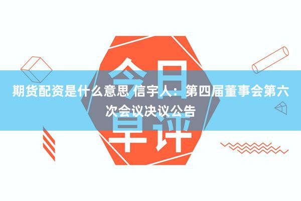 期货配资是什么意思 信宇人：第四届董事会第六次会议决议公告